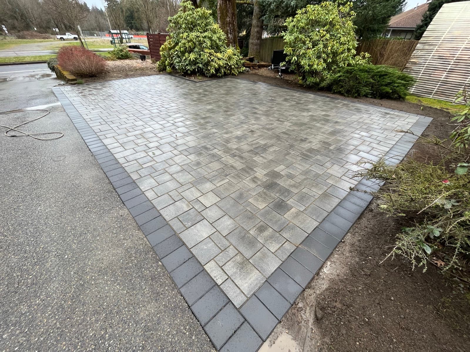 Paver driveway apron and front walkway installation